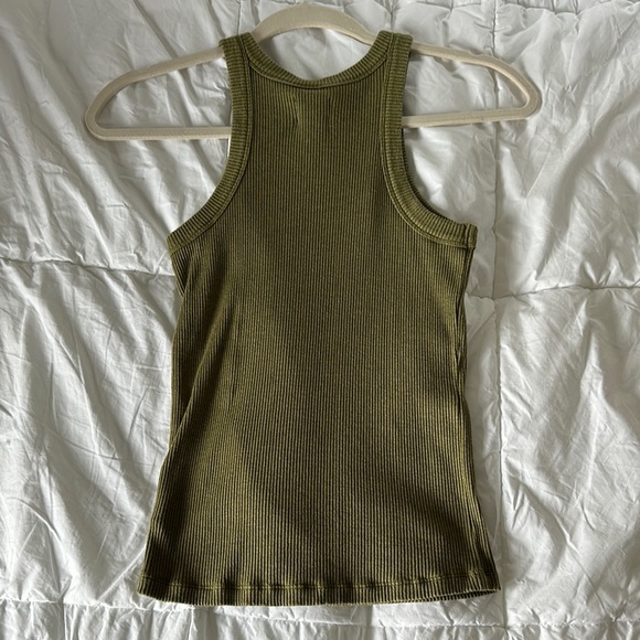 Olive Ribbed Tank Top - Picture 3 of 3